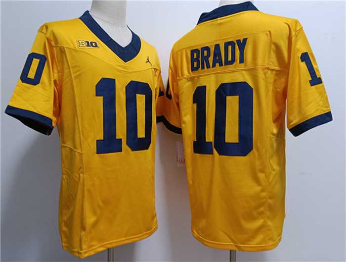 Men%27s Michigan Wolverines #10 Tom Brady 2023 F.U.S.E. Yellow Stitched Jersey->michigan wolverines->NCAA Jersey